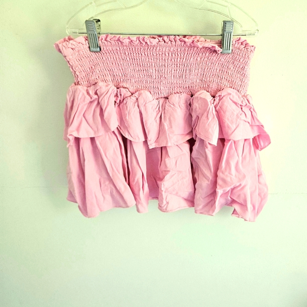 Katie J NYC Pink Bubble Tiered Mini Skirt